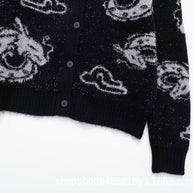 Damen Strickjacke mit einzigartigem Drachenmuster und Knopfverschluss WW