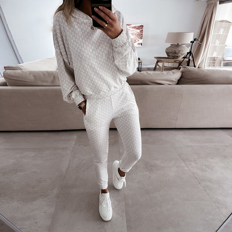 Damen bequemes Lounge-Set mit Kapuze und elastischer Hose WW