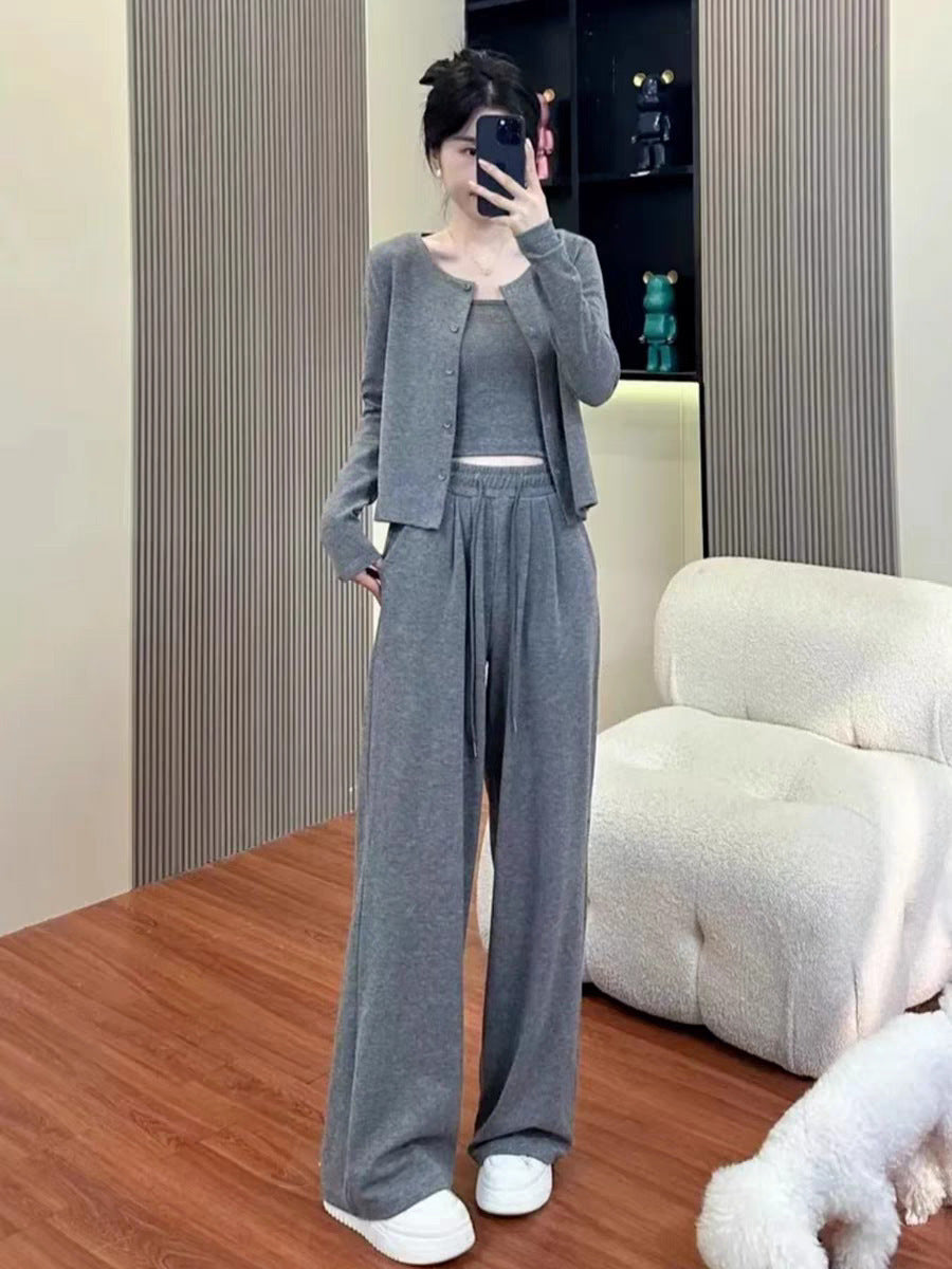 Damen Bequemes und lässiges Strick-Loungewear-Set WW
