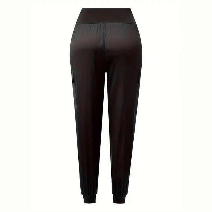Damen Satin-Cargo-Hose mit elastischem Bund und praktischen Taschen W&W Mode