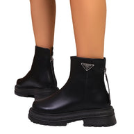 Damen Stiefeletten mit robustem Gummiprofil und modischem Reißverschluss WW