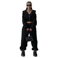 Damen Sportliches Sweatshirt-Set mit lässigem Schnitt und elastischem Bund WW