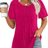 Damen Sommer T-Shirt mit Falten-Design WW