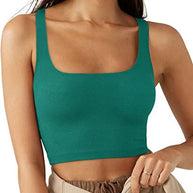 Damen Crop Top mit geripptem Stoff und breiten Trägern WW