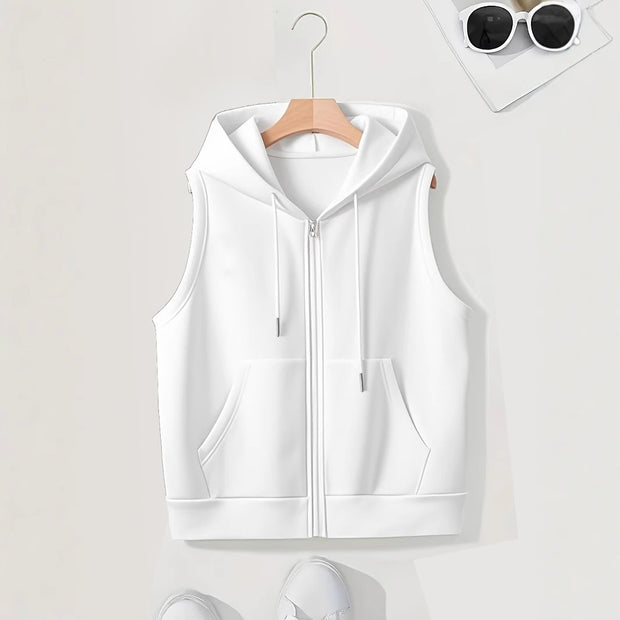 Damen sportliche Kapuzenweste mit durchgehendem Reißverschluss und praktischen Taschen WW