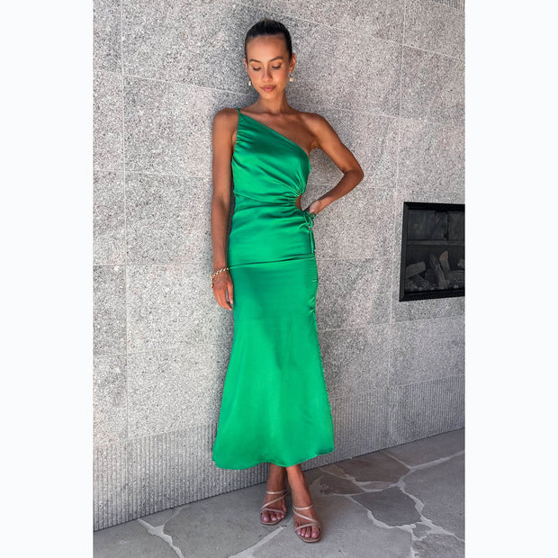 Damen Asymmetrisches Cocktailkleid mit elegantem Seitenschlitz und verzierter Taille WW