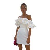 Damen Off-Shoulder Minikleid mit voluminösen Rüschen WW