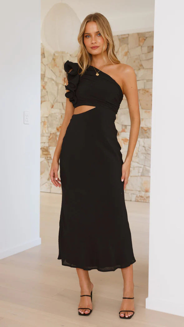 Damen Cocktailkleid mit asymmetrischem Schnitt und Rüschendetails W&W Mode