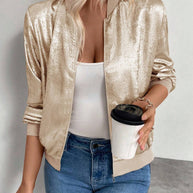 亚马逊欧美跨境外贸2025秋冬新款纯色拉链半高领休闲外套女装 - Image 6