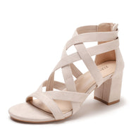 Damen Sandalen mit stylischem Kreuzriemen und komfortablem Blockabsatz WW