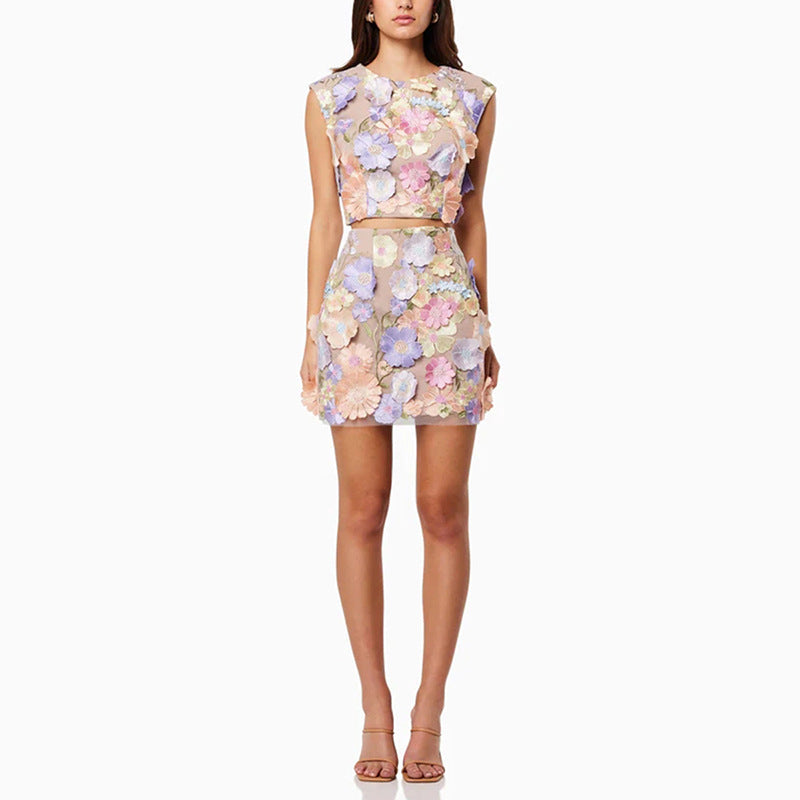 W&W Mode | Ärmelloses Crop Top Bodycon Rock Zweiteiliges Set