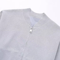 Damen Sportliche Bomberjacke mit glitzerndem Obermaterial und praktischen Taschen WW