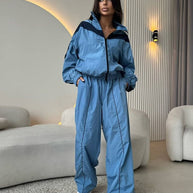Damen sportlicher Windbreaker-Anzug mit lässigem Schnitt und praktischen Taschen WW