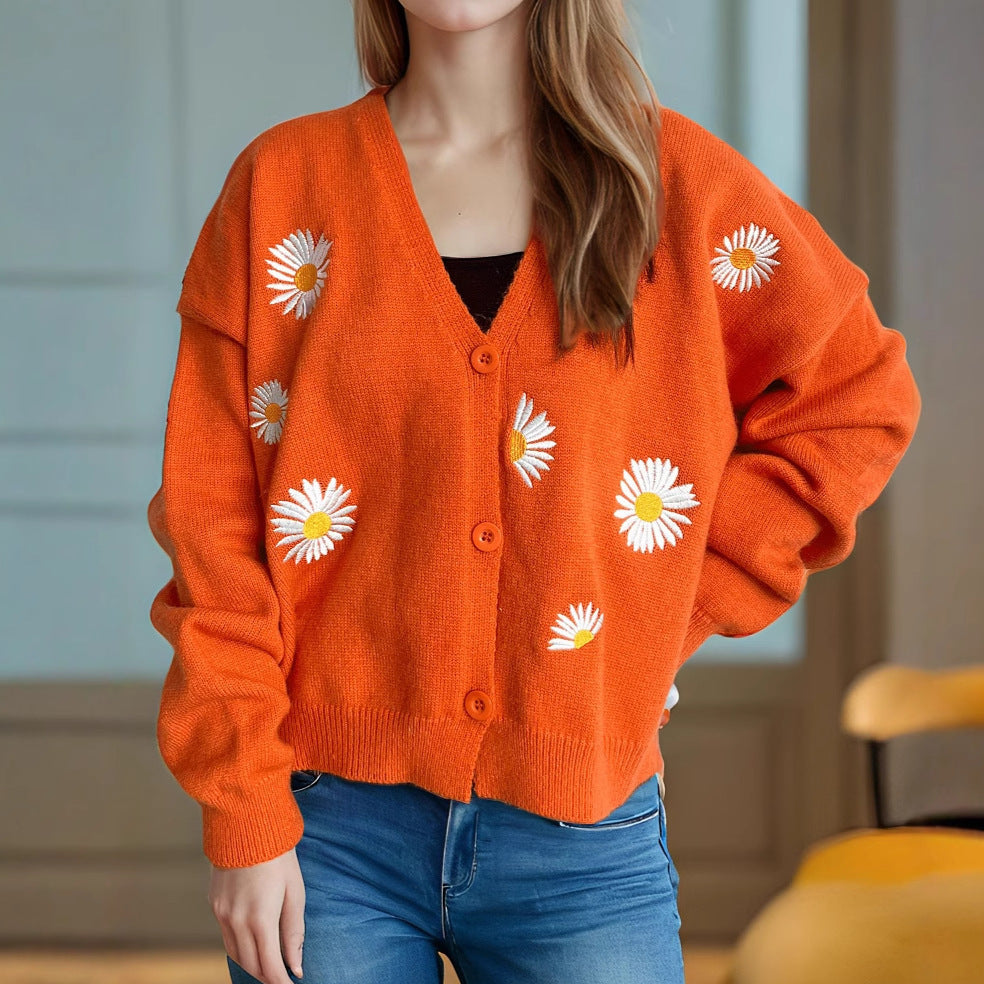 Damen Strickjacke mit floralen Applikationen WW