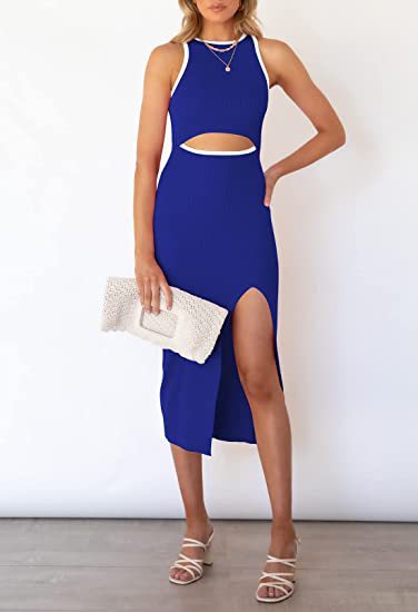 Damen Maxikleid mit Cut-Out-Details und elegantem Schlitz WW