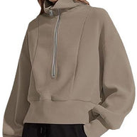 Damen sportlicher Zip-Pullover mit hohem Kragen WW