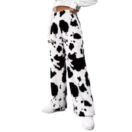 Damen Fleece-Hose im trendigen Kuhmuster WW