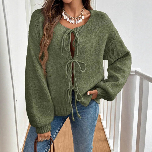 Damen Pullover mit Kordelzug und überschnittenen Ärmeln WW