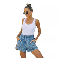 Damen Denim-Shorts mit elastischem Taillenbund und lässigem Schnitt WW