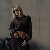 Damen Sportliches Velvet Loungewear-Set WW