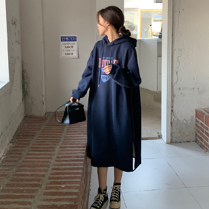 Femme Oversized Grafik Hoodie Kleid WW