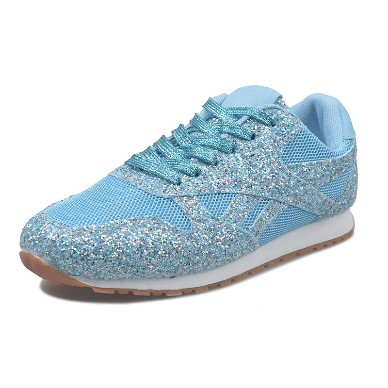 Damen Sneaker mit glitzerndem Strassdesign und atmungsaktiver Obermaterialstruktur WW