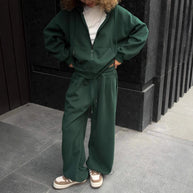 Damen sportlicher Hoodie mit weitem Schnitt und bequemen Jogginghosen WW