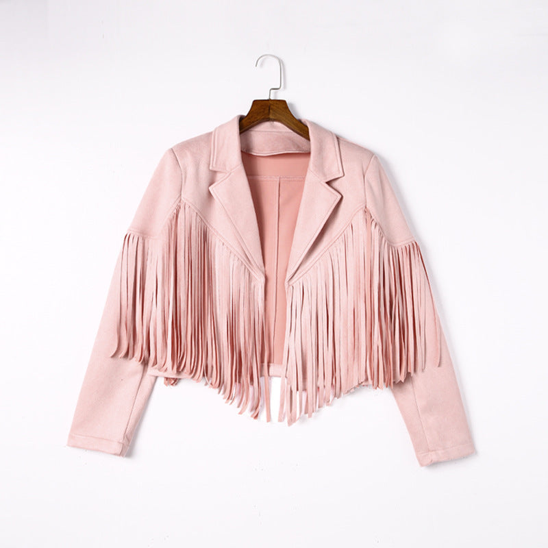 Damen Fransenjacke aus hochwertigem Suede-Mix WW