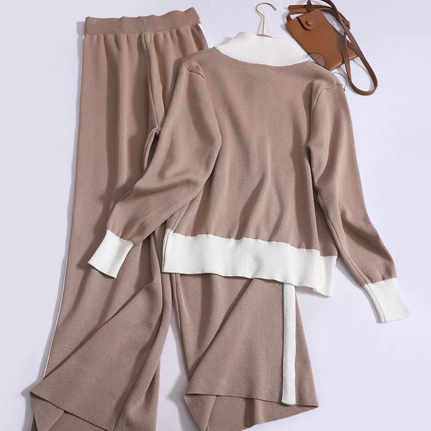 Damen Sportliches Strickensemble mit Reißverschluss WW