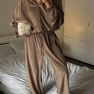 Damen Sportliche Fleece Loungewear-Anzug WW