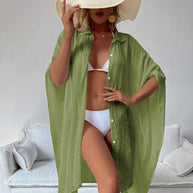 Damen Strandbluse im lässigen Schnitt mit Knopfverschluss und weitem Design WW