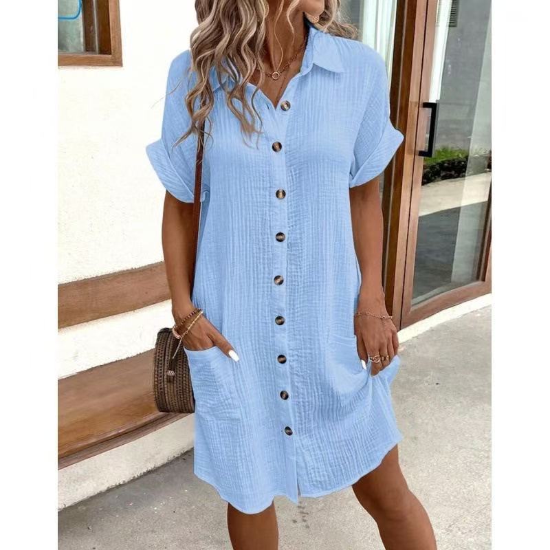Damen Hemdkleid mit Knopfverschlüssen und praktischen Seitentaschen WW