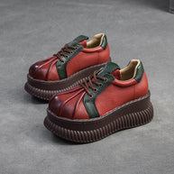 Damen Chunky Plateau-Sneaker aus hochwertigem Leder mit raffinierten Details WW