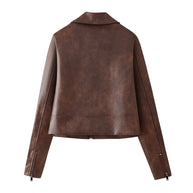 Damen Kunstlederjacke im eleganten Cropped-Design mit praktischen Reißverschlusstaschen WW