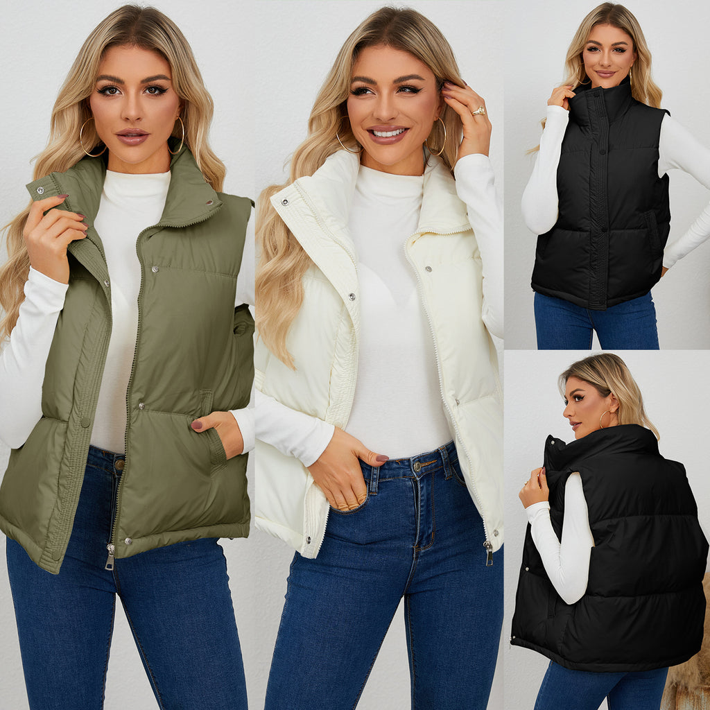Damen Weste mit hohem Kragen und praktischen Taschen WW
