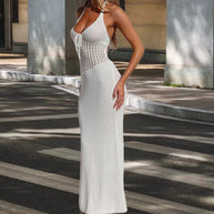 Damen Strick-Maxikleid mit raffinierten Lochmustern und eleganter Silhouette WW