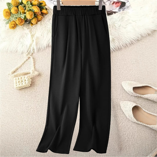 Damen Weite Hochtaillierte Stoffhose mit elegantem Gummibund WW