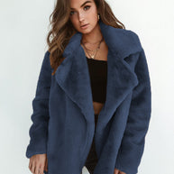 Damen elegante Fake-Fur Jacke mit weichem Kragen und lässigem Schnitt WW
