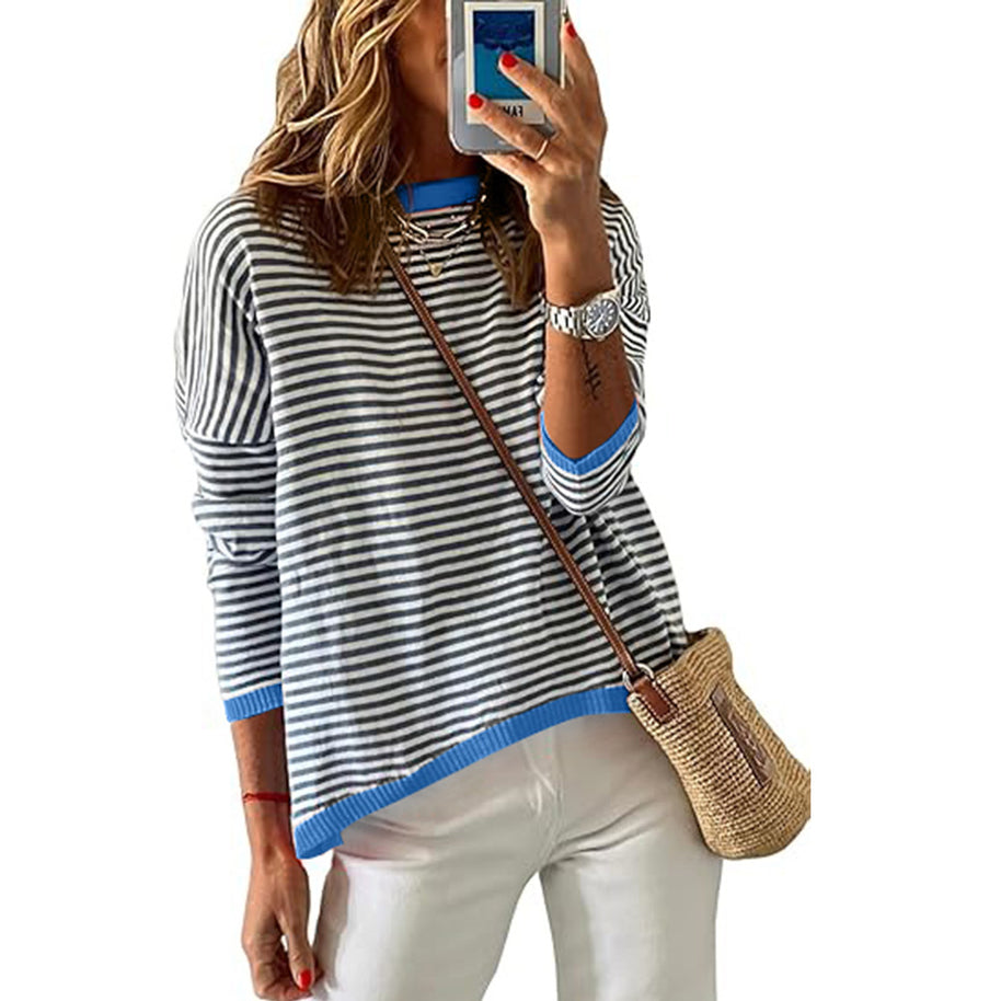 Damen lässiger gestreifter Pullover WW