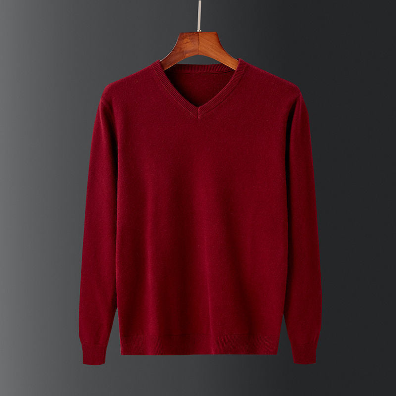 Herren eleganter V-Ausschnitt Pullover aus feiner Wolle WW
