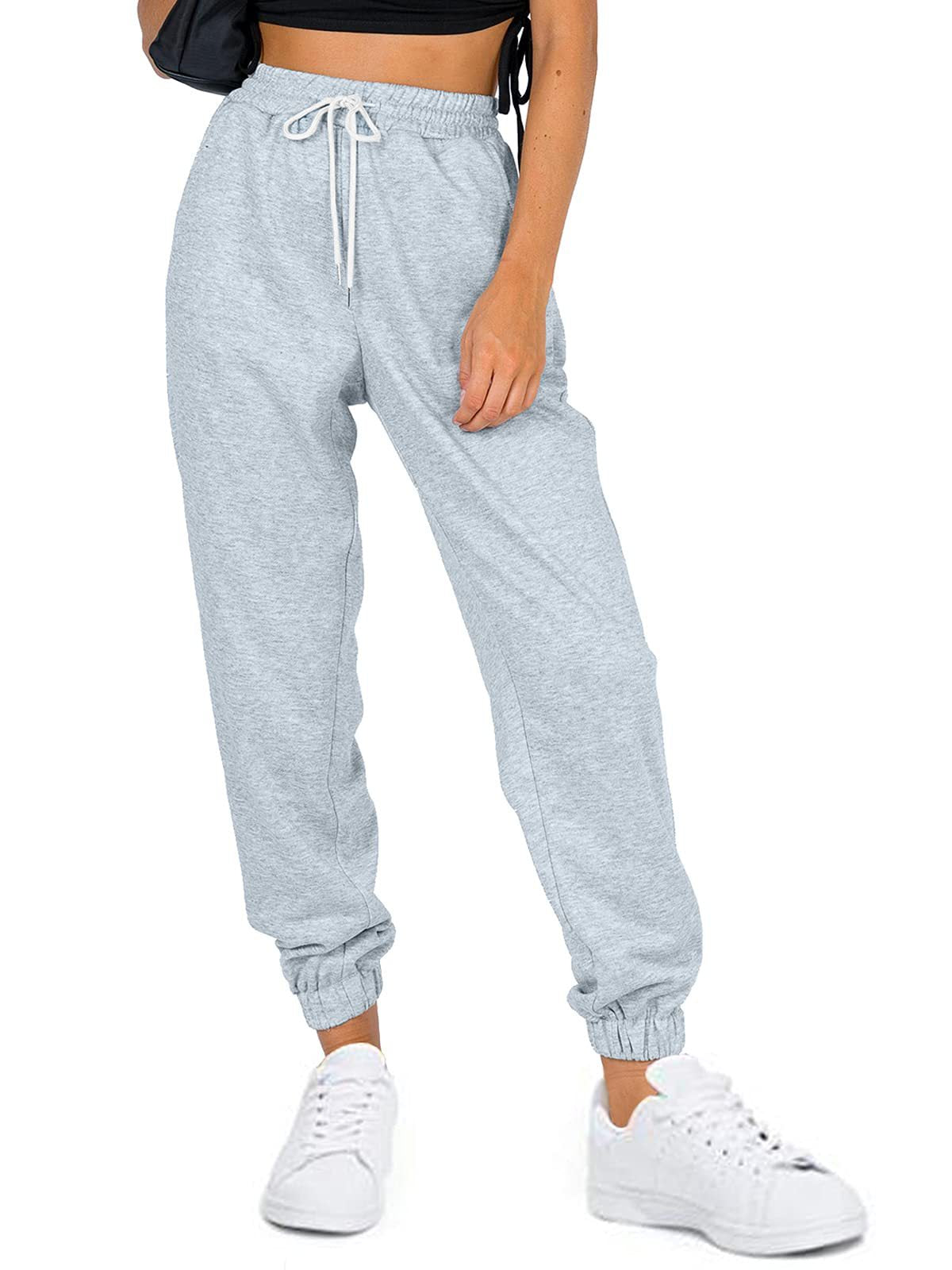 Damen bequeme Sweatpants mit elastischem Bund und Taschen WW