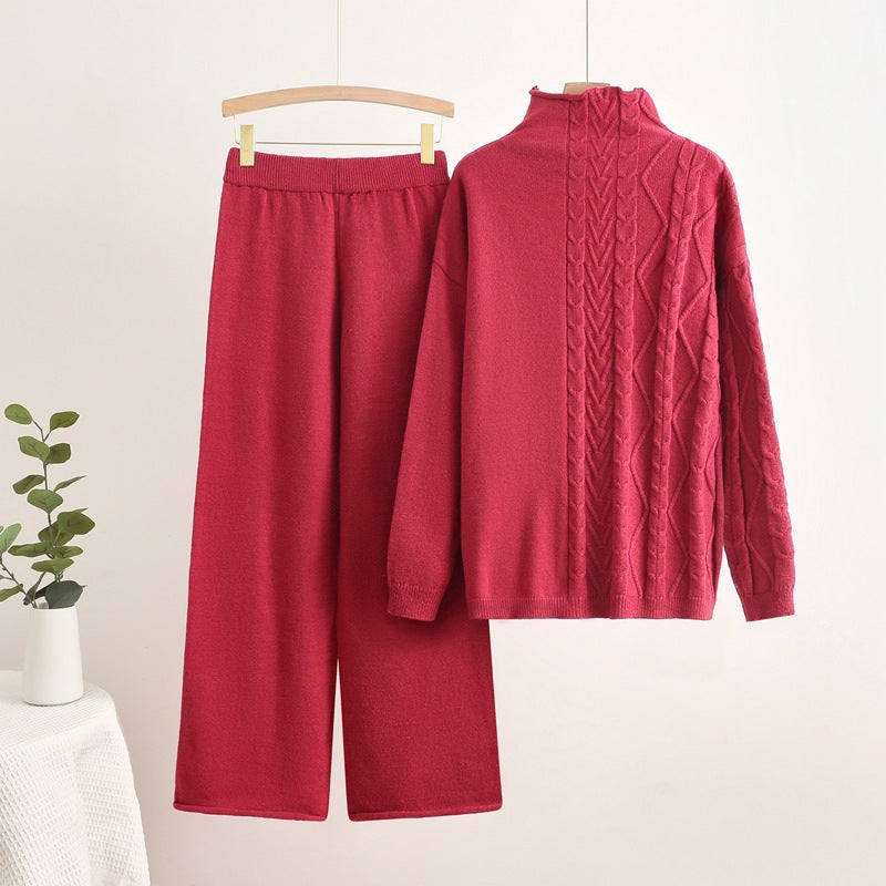 WOLFF | Zusammengesetzter warmer Rollkragenpullover und Hosen Set