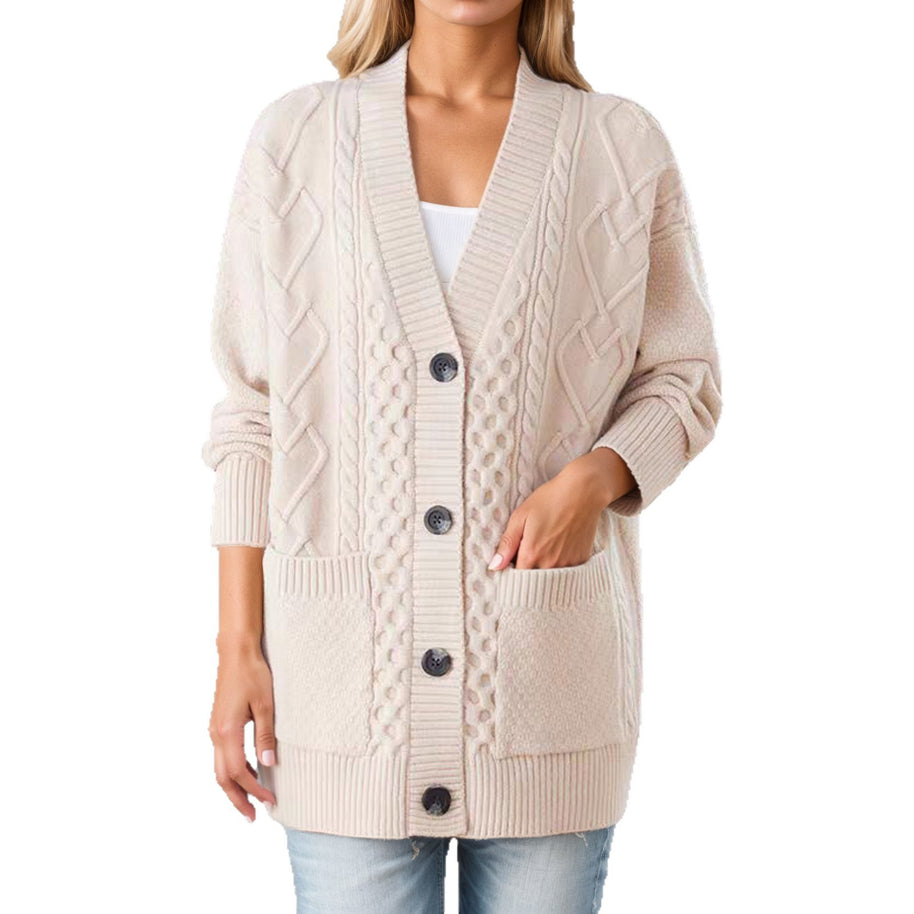 Damen Strickjacke mit Struktur und praktischen Taschen WW