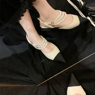 Damen Sling-Pumps mit eleganter Perlenapplikation und spitz zulaufender Form WW