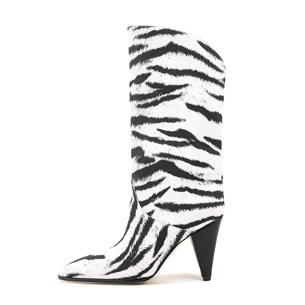 Damen Cowboy High-Heeled Boots mit auffälligem Tierdruck WW
