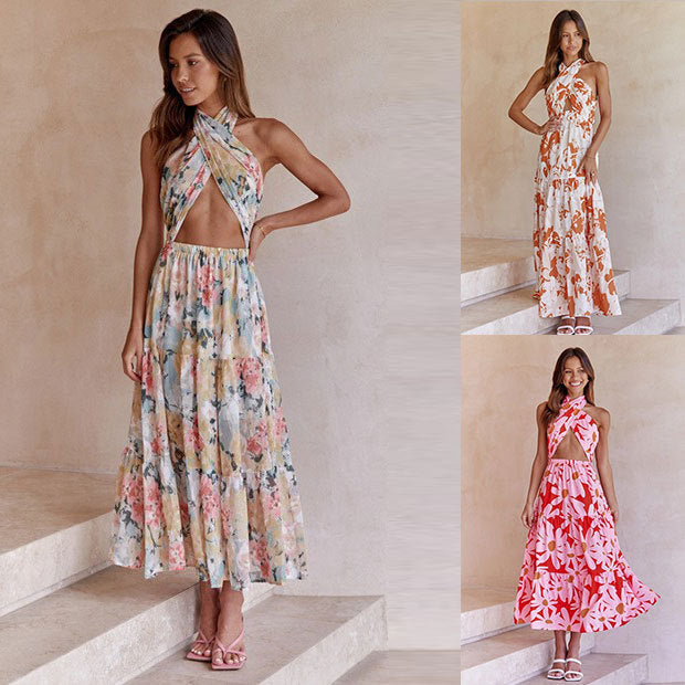 W&W Mode | Halter Bedrucktes Ärmelloses Halterkleid