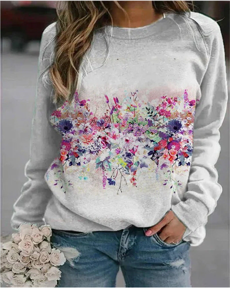 WW | Gemusterter Druck Rundhals Sweatshirt