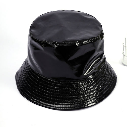 Damen Glänzender Regen-Bucket Hat mit breiter Krempe und wasserdichter Beschichtung WW