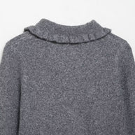 Damen Strickjacke mit kragen und dekorativem Knopfverschluss WW