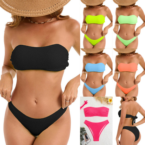 Damen Bandeau-Bikini-Set mit strukturiertem Material und regulierbaren Trägern WW
